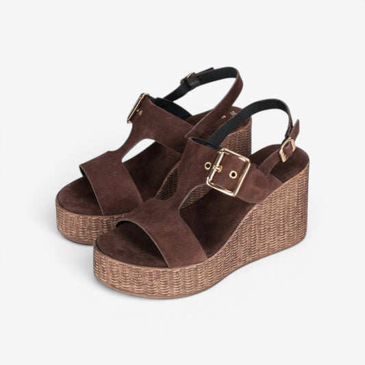 Kammi | Sandalo con zeppa in pelle scamosciata