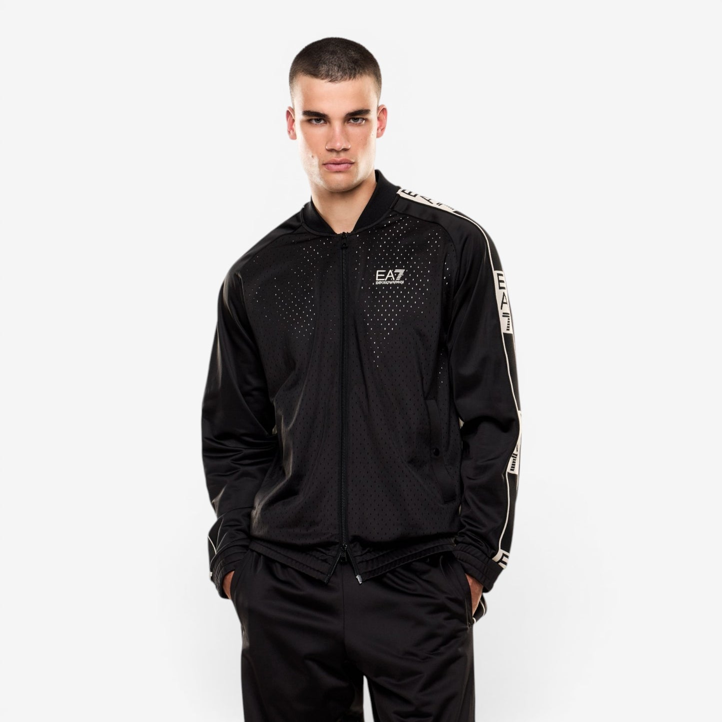 EA7 | Felpa Full Zip con Banda laterale Logata