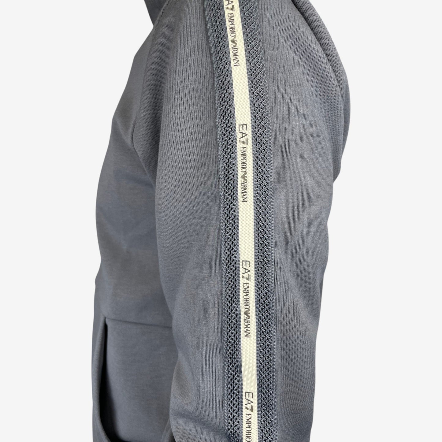 EA7 | Felpa Full Zip con patch gommato sul petto e banda laterale