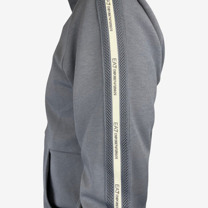 EA7 | Felpa Full Zip con patch gommato sul petto e banda laterale