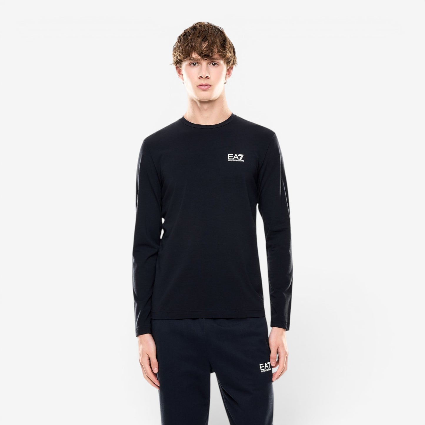 EA7 | T-Shirt a manica lunga con logo sul petto
