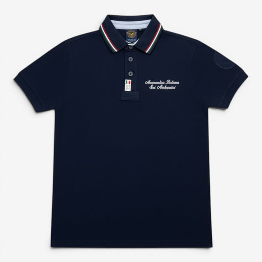 Aeronautica Italiana | Polo a maniche corte con colletto tricolore