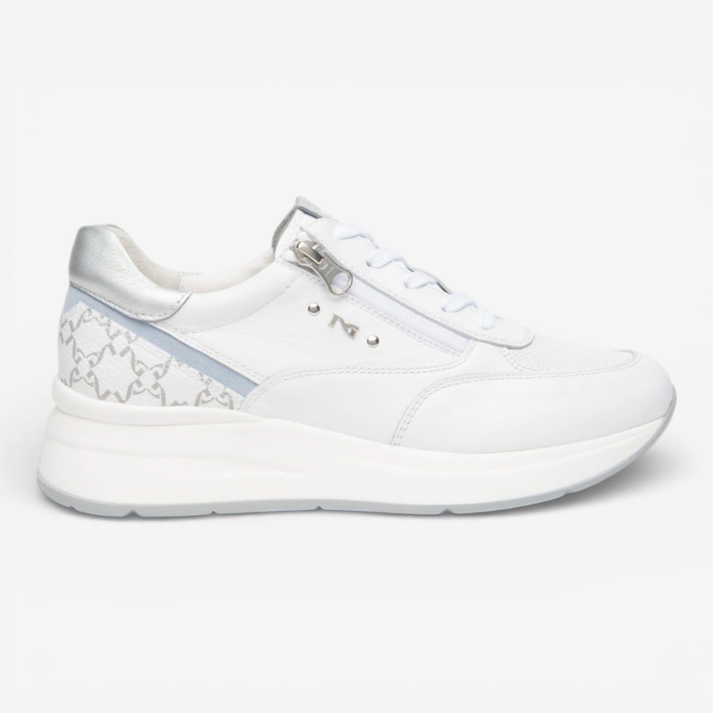 Nero Giardini|  Sneakers in pelle con dettagli logati e cerniera