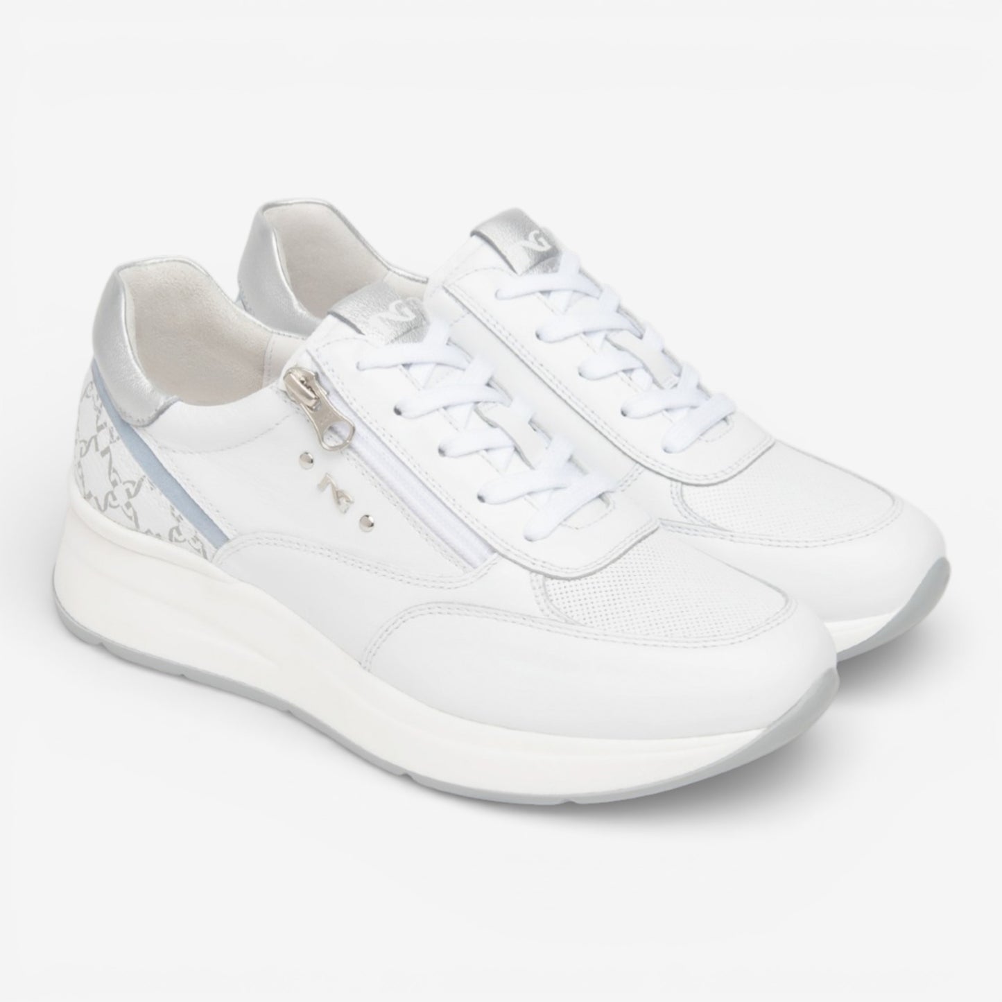 Nero Giardini|  Sneakers in pelle con dettagli logati e cerniera