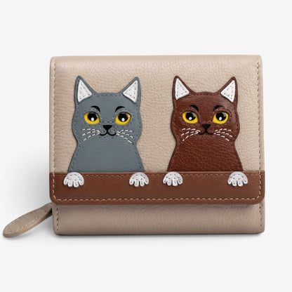 Ale Perry | Portafoglio in pelle - Applique Gatti