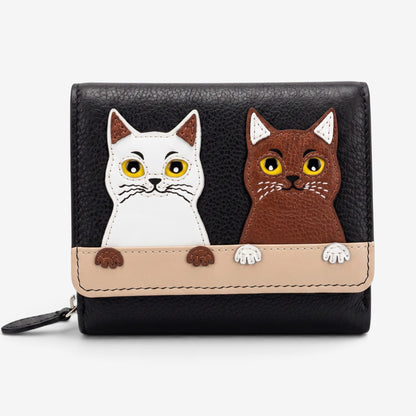 Ale Perry | Portafoglio in pelle - Applique Gatti