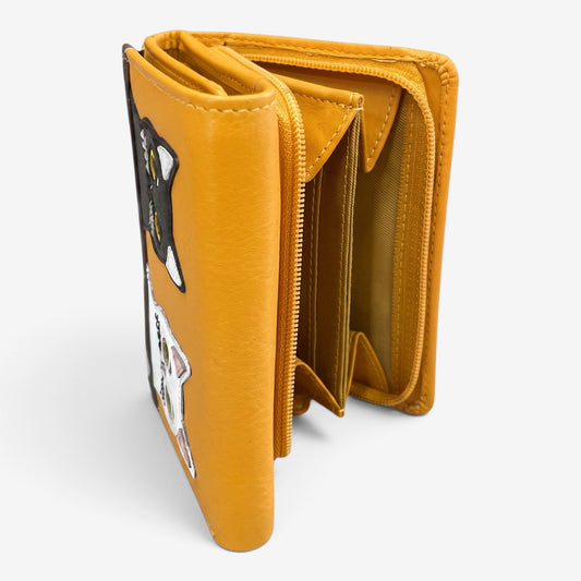 Ale Perry | Portafoglio in pelle - Applique Gatti