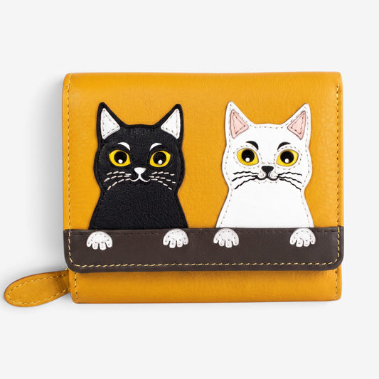 Ale Perry | Portafoglio in pelle - Applique Gatti