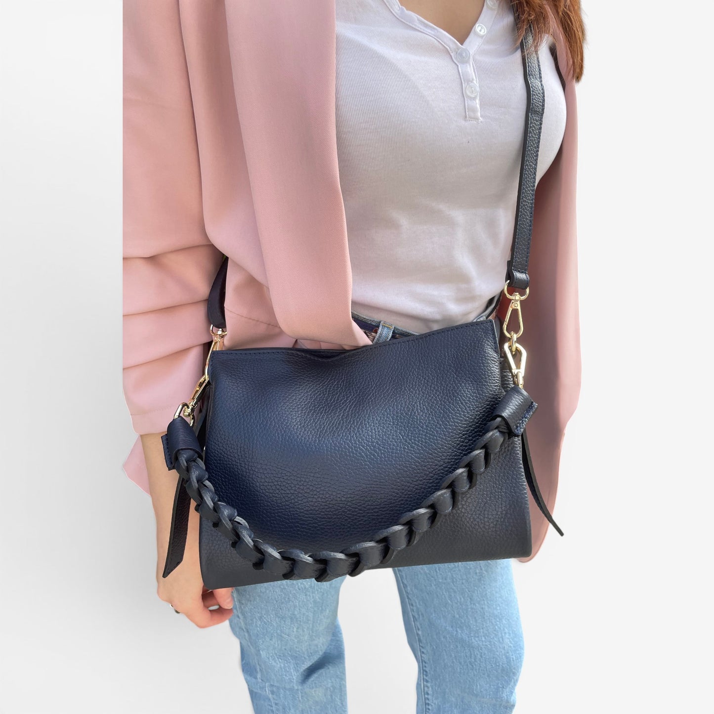 Kammi | Borsa Giorgia in pelle con manico corto intrecciato