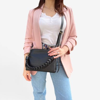 Kammi | Borsa Giorgia in pelle con manico corto intrecciato