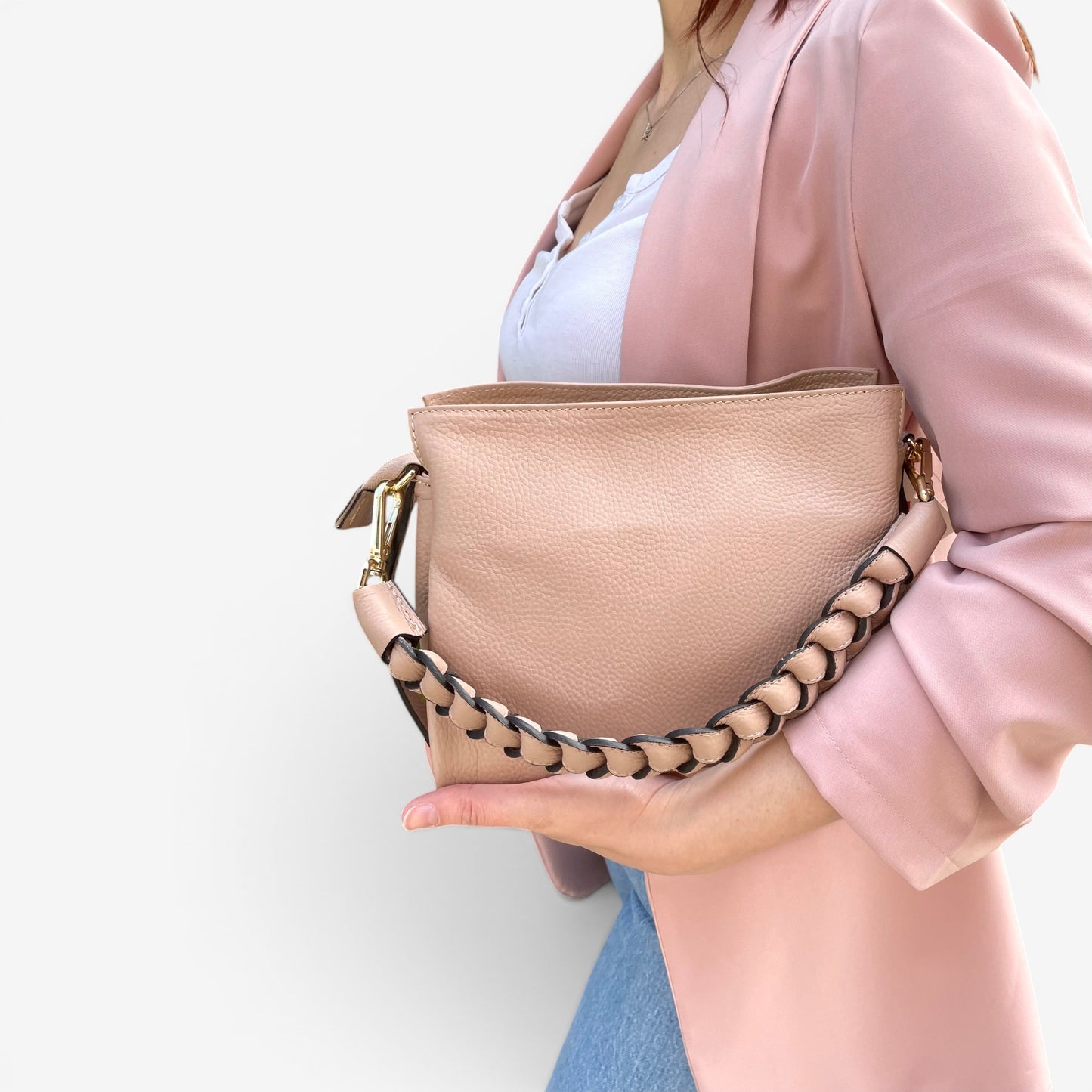 Kammi | Borsa Giorgia in pelle con manico corto intrecciato