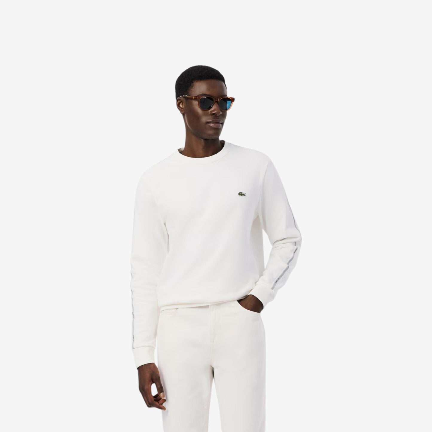 Lacoste | Felpa girocollo con banda a righe