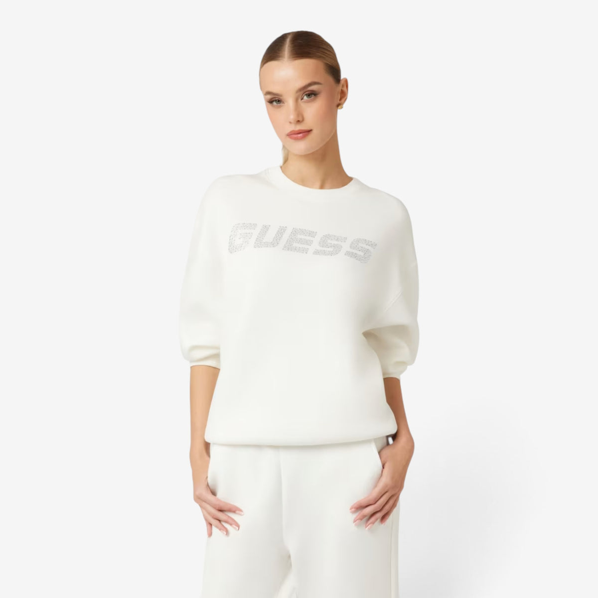 Guess | Felpa Girocollo Cecilia con logo strass V4BQ15-K7UW2