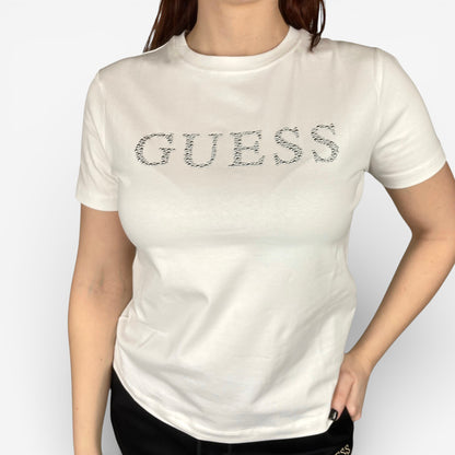 Guiess | T-Shirt Octavia con Scritta Brillante