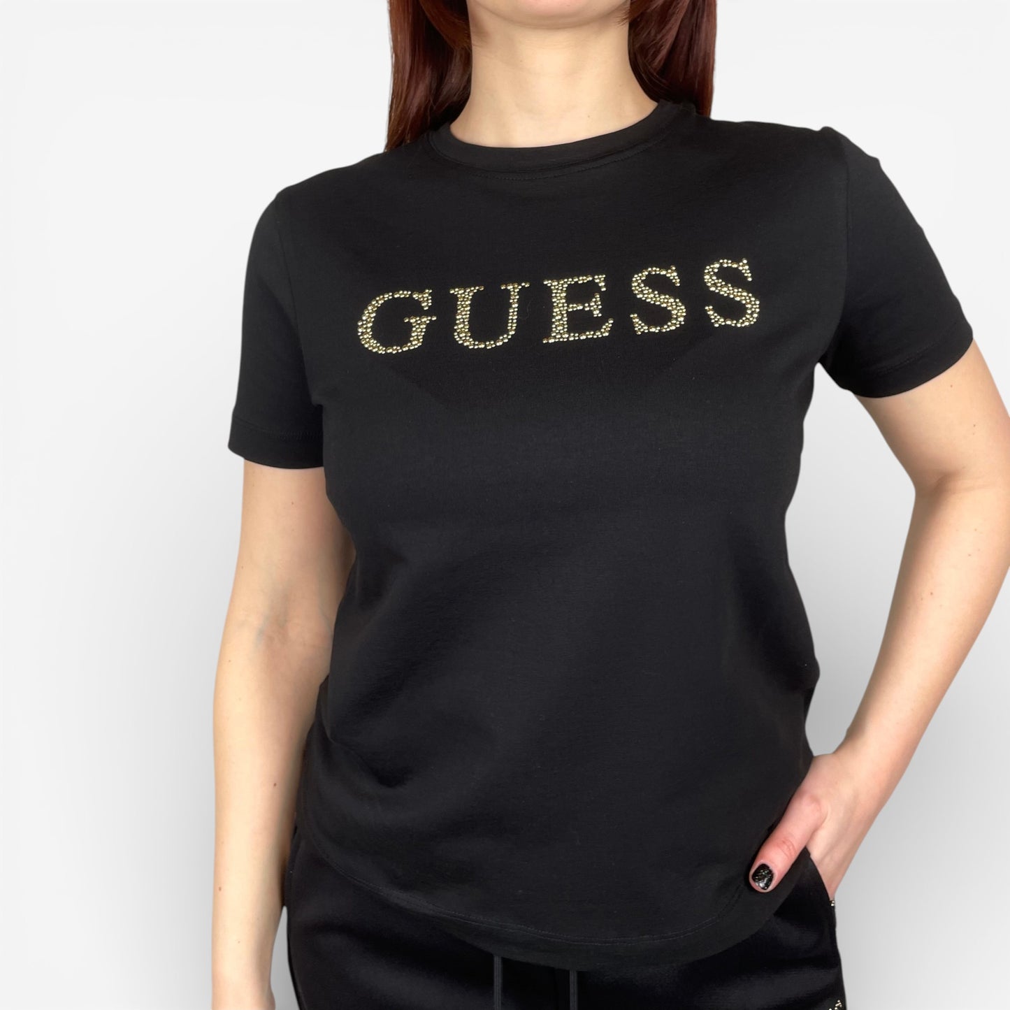 Guiess | T-Shirt Octavia con Scritta Brillante